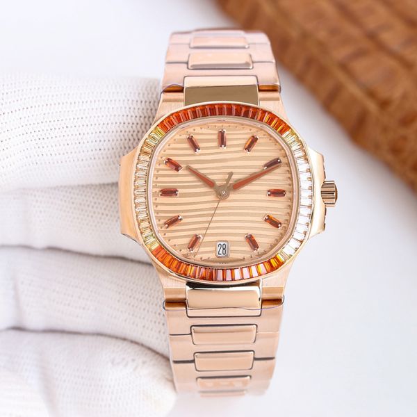

women watches 35mm automatic mechanical watch waterproof fashion business wristwatch montre de luxe, Slivery;brown