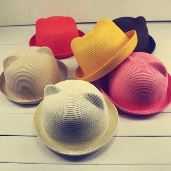 

s s children jazz straw baby for girls boys kids sun cap panama hat pgraphy props p230424, Yellow