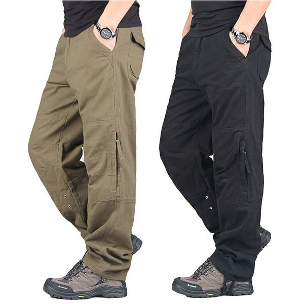 

men's pants spring autumn cargo pants men streetwear casual military trousers men army warm straight men chinos pants pantalon militair, Black