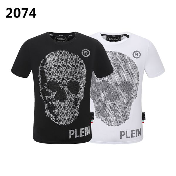 

plein bear t shirt mens designer tshirts brand clothing rhinestone pp skulls men t-shirt round neck ss skull and plein with crystals hip hop, White;black