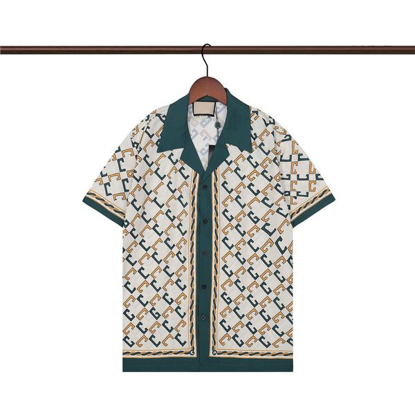 

fashion hawaii floral letter print beach shirts men's designer silk bowling shirt casual shirts men summer short sleeve dress shirt, White;black