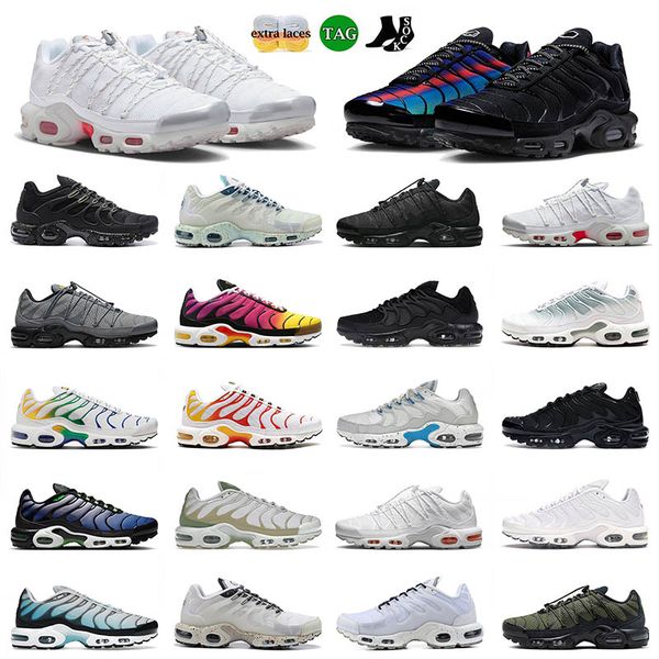 

2023 tn plus running shoes white red men triple white black red laser blue furry oreo plus tennis breathable mens trainers outdoor sports sn