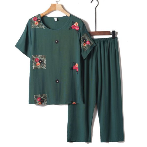 

women's sleepwear fdfklak arrival female pajamas set sleepwear women cotton print flower pyjamas summer loose nightwear home large xl-4, Black;red