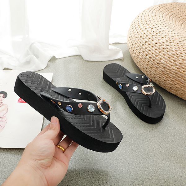 

fashion designer slippers ggity summer flop classic slippers fashion women's outdoor casual sandals k622, Black