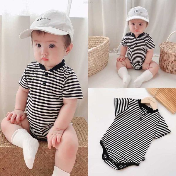 

clothing sets boys and girls' bodysuit short sleeve cute triangle creeper newborn clothes baby wrap bottom summer stripes, White