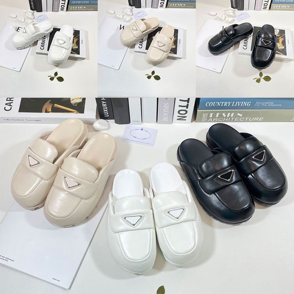 

women mules soft lining leather sandals slippers mule slides triangle black womens lady scuffs indoors outdoor fashions sandal
