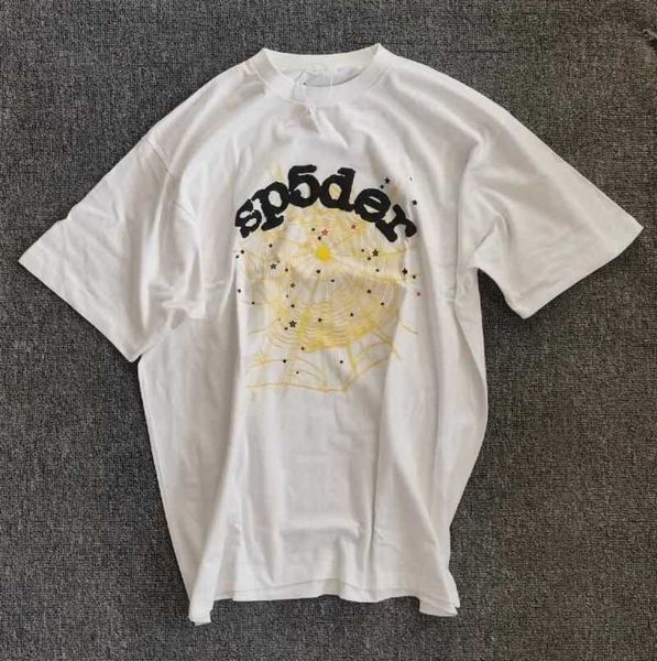 

designer sp5der 555 spider t shirt fashion men's street fashion spider web print 2d loose short sleeve t-shirt red flash cotton short s, White;black