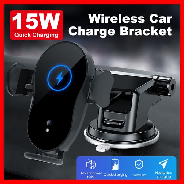 

car phone holder wireless charger qi 15w fast charging for iphone 11 12 pro xiaomi samsung huawei wireless car charger car-charge car-charge