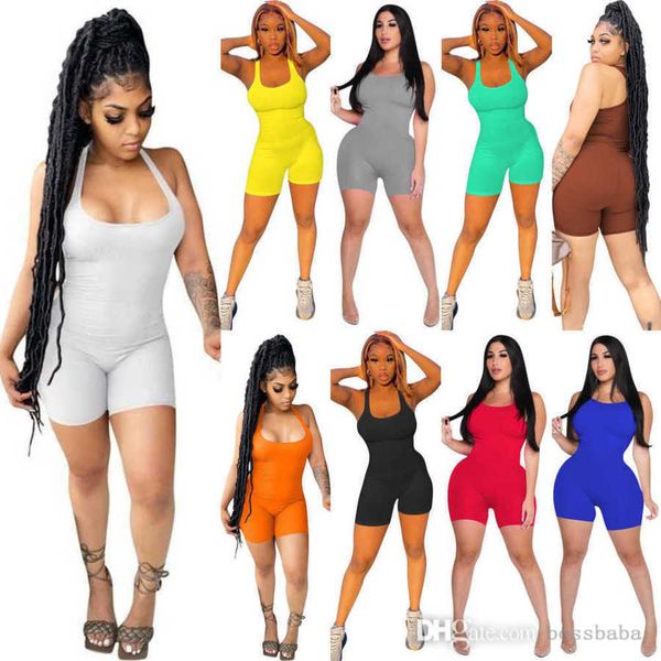 

2023 summer womens jumpsuits designer new slim sleeveless vest short rompers mini bodysuit pit rib jumpsuit, Black;white