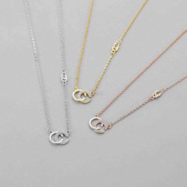 

necklace double letter necklace flash diamond gold necklace letter simple party jewelry gifta, Silver