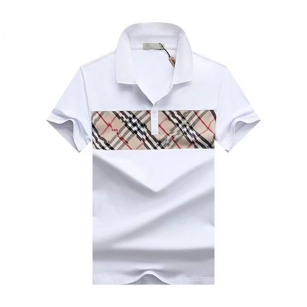 

shirt polo fashion high mens quality luxury burrerys men short sleeve t shirt cotton blend geometric plaid summer polos neck business casual, White;black