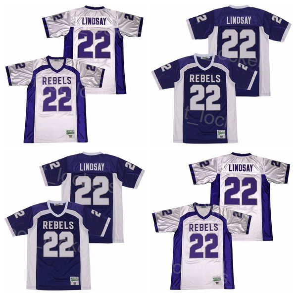 

south rebels football high school jersey 22 phillip lindsay moive college pullover breathable retro pure cotton sport embroidery team purple, Black