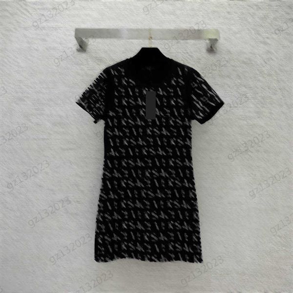 

brand dresses luxury letters ironing drill decoration crewneck short sleeve dress custom roman cotton fabric slim-fit version fashion joker, Black;gray