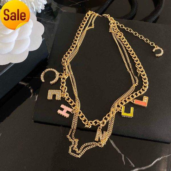 

18k gold plated brass copper necklace fashion women letter designer necklaces choker pendant chain crystal imitation pearl wedding jewelry a, Silver