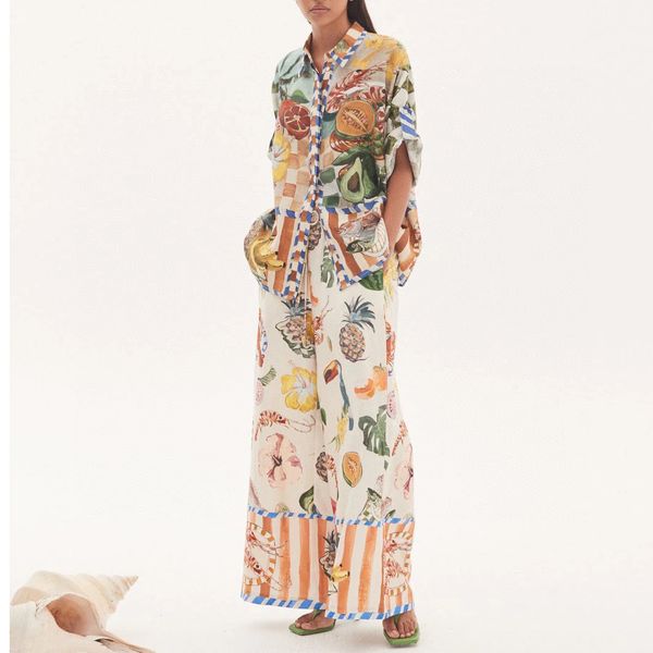 

women's two piece pants linen short sleeved shirt with cotton blend linen pants, White