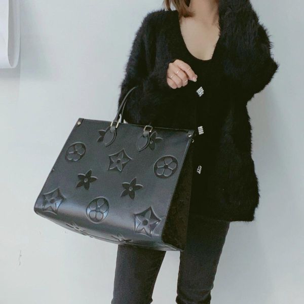 

designer women bag embossed black monograms onthego gm mm bags louiseitys handbag purse the tote shoulder crossbody female backpack diamond