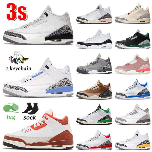 

new arrival jumpman 3 men basketball shoes 3s unc mars stone white cement reimagined neapolitan muslin pine green rust pink lucky green fire