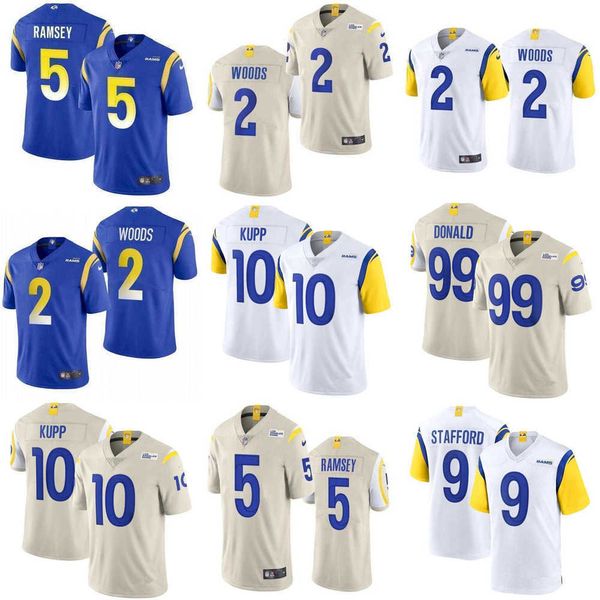

football jerseys men women los angeles''rams''youth 99 aaron donald 2 robert woods 9 matthew stafford 5 jalen ramsey 10, Black;red