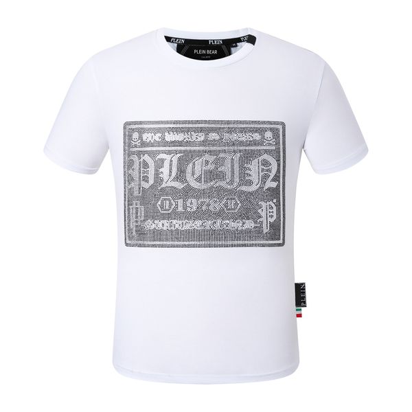 

plein bear t shirt mens designer tshirts brand clothing rhinestone pp skulls men t-shirt round neck ss skull and plein with crystals hip hop, White;black