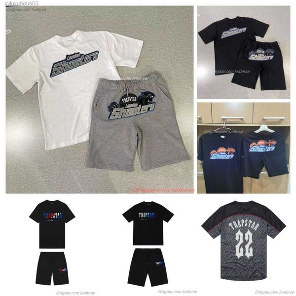 

2023 mens trapstars t shirt short sleeve print outfit chenille trapstar tracksuit black cotton london streetwear s-2xl oso#, White;black