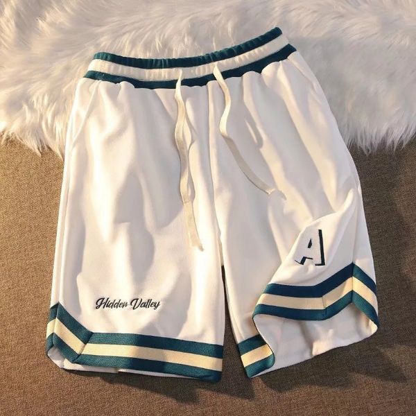 

men's shorts embroidered letter shorts men's casual plus size sports basketball pants straight design sense five pants comfortable, White;black