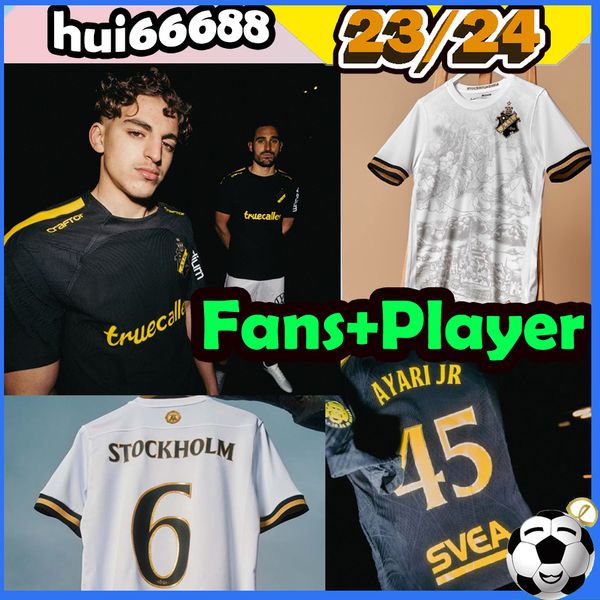

23/24 aik solna soccer jerseys 132-years history 2023 2024 home special limited-edition fischer hussein otieno guidetti thill tihi home fans, Black;yellow