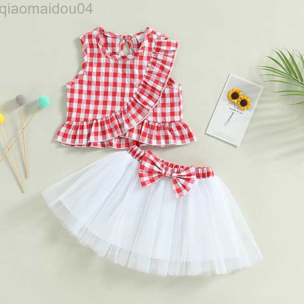 

clothing sets princess baby girls clothes sets summer sleeveless plaid print ruffle tank + tutu skirt 0-2 y baby girls clothing outfits aa2, White