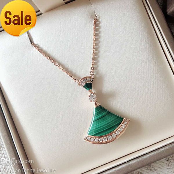 

jewelry divas dream necklaces designers fan shape necklace diamonds white pink green chalcedony small skirt female elegant jewelry for women, Silver
