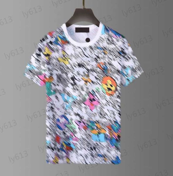 

mens t-shirts designer summer cartoon luxury digital splicing full print design classic loose luxury cotton round neck short sleeves male c, White;black