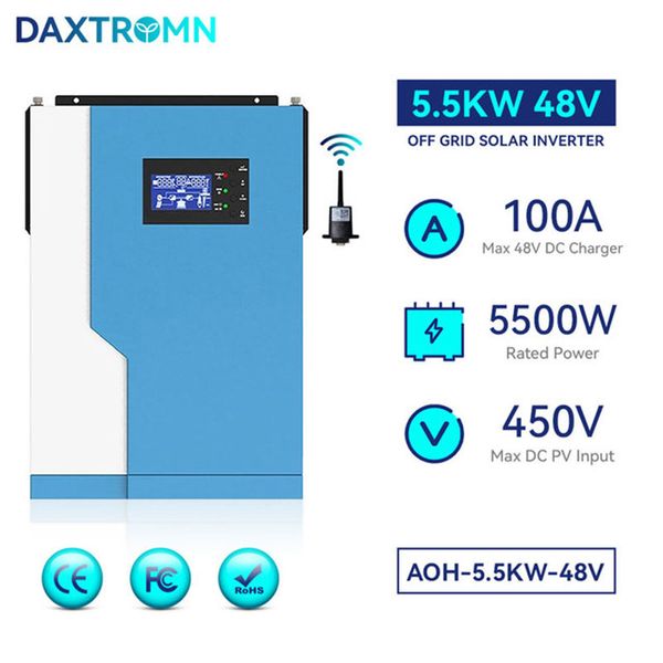 

daxtromn eu stock 5.5kw solar inverter mppt charge controller 450vdc pv input pure sine wave solar inverter with wifi