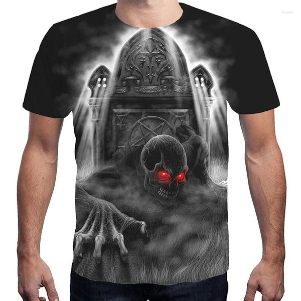 

hhmen's t shirts white skull shirt punk men clothing 3d print t-shirt harajuku streetwear short sleeve tee male hip hop goth casual hh, Black