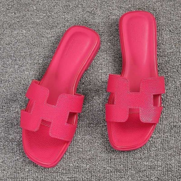 

slides slippers sandals luxurys womens 2023 summer network red designer versatile oran genuine leather flat bottom beach mrlj