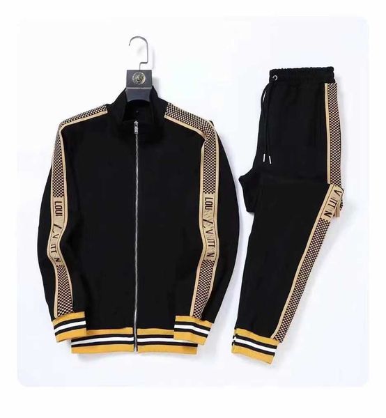 

mens tracksuit two pieces sets jackets pants with letters fashion style spring autumn outwear sports set tracksuits jacket suits asian size, Gray