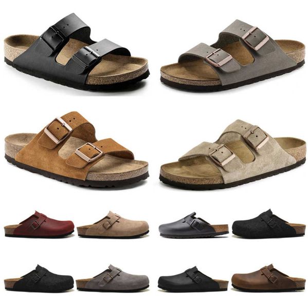 

sandals designer birks boston clog arizona gizeh men women summer autumn summer slippers leather felt sliders outdoor indoor buckle strap mo, Black