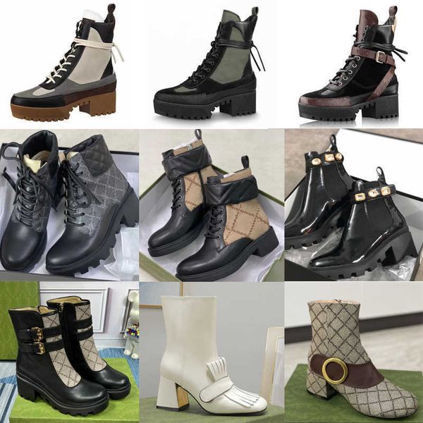 

new boots ankle boot designer martin desert for women classical shoes fashion winter leather boots coarse heel women shoes with box no13, Black