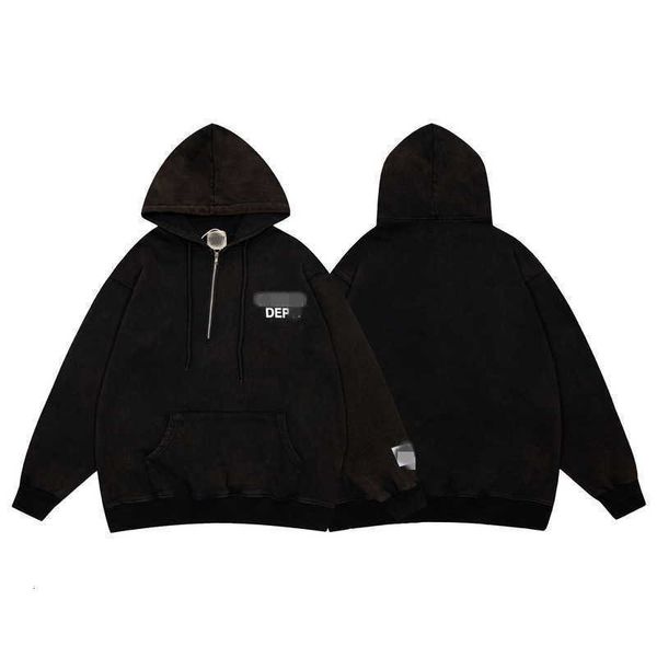 

designer gallerydept mens hoodies high edition autumnwinter new street gall washed old couple loose hooded sweater, Black