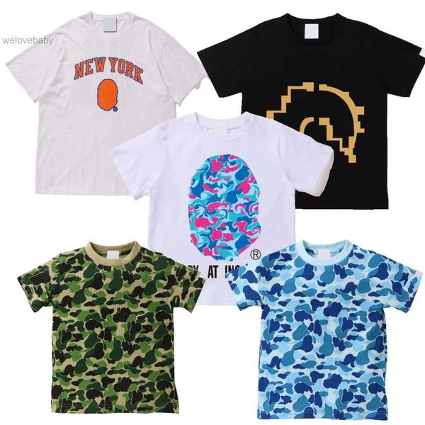 

kids t-shirts apes toddlers designer camo boys clothes girls youth street casual summner short sleeve tshirts kid clothing hip hop prined t, Blue