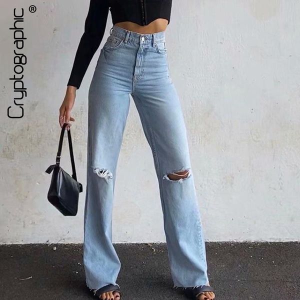 

jeans cryptographic fashion denim ripped distressed jeans woman high waist flare pants bottom streetwear trousers pants jeans ladies, Blue