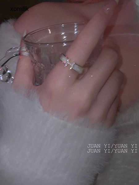 

hermm designer necklace band rings female star zui love temperament diamond fritillary letter h open ring fashion personality small number l, Silver