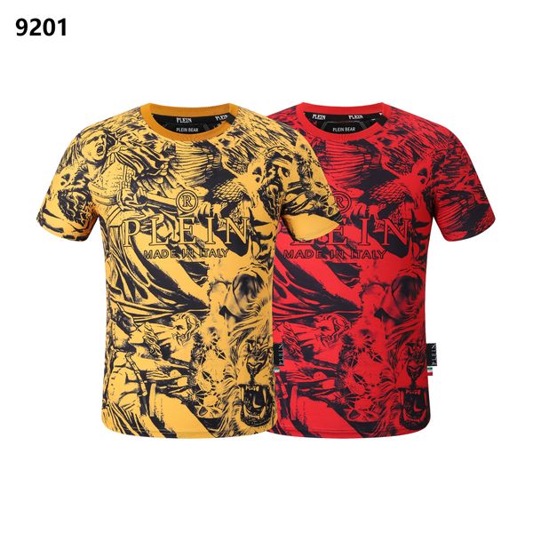 

plein bear t shirt mens designer tshirts brand clothing rhinestone pp skulls men t-shirt round neck ss teddy glass hip hop tshirt tees 16127, White;black