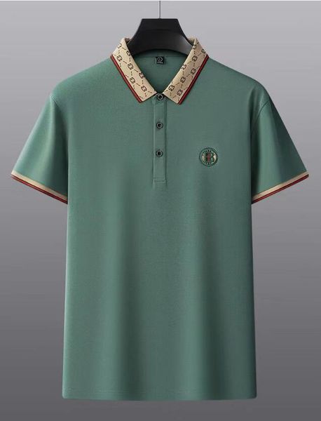 

2023 new men's cotton embroidered polo shirt summer high-end business casual lapel short sleeve t-shirt, White;black