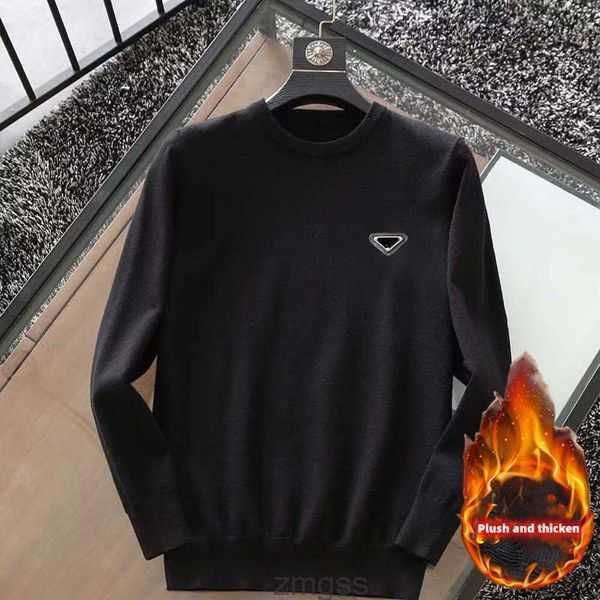 

and designer pra sweater thicken plush cardigan luxury men and women high collar gradient jacquard letters men's fashion paris t street, Black