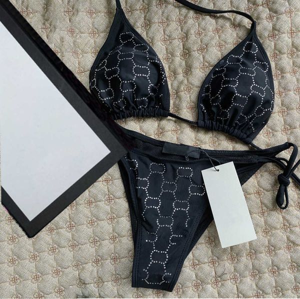

designer swimwear bikini r bikinis woman twopiece bikini with letter swimsuits crystal summer swimwear beach luxury bathing suits threep, White;black