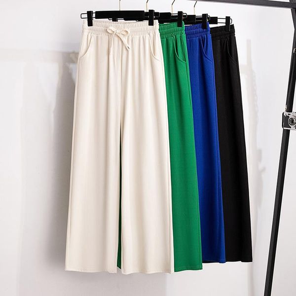 

pants 155kg plus size women's loose straight pants thin summer high waist closed ice silk trouser hip 150 5xl 6xl 7xl 8xl 9xl 4 colors, Black