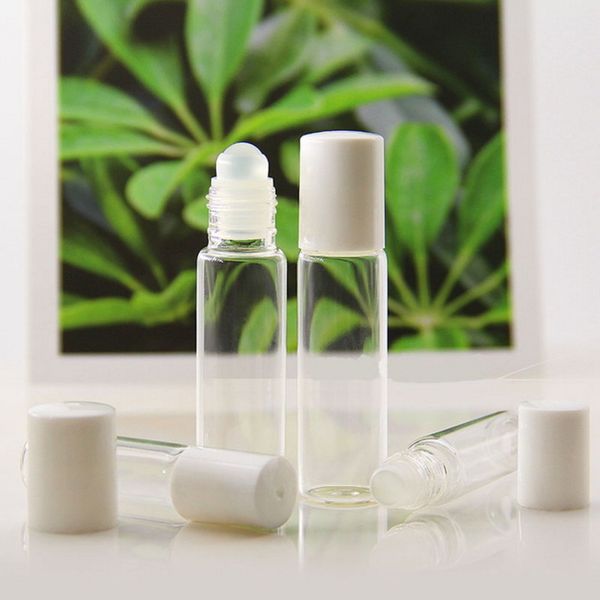 

1000pcs 5ml 10ml clear glass essential oil roller bottles cosmetic transparent aromatherapy perfume lip oil roll on bottles tube