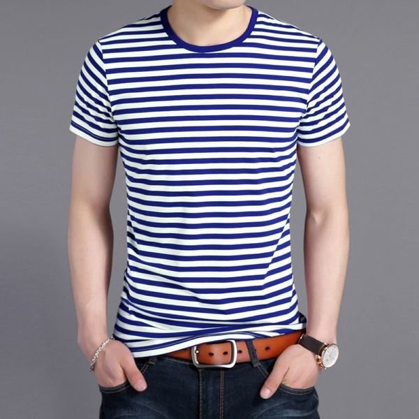 

men's t-shirts coodrony round neck stripe contrast design short sleeve tee men clothing summer classic t-shirt fashion low-key casual w, White;black