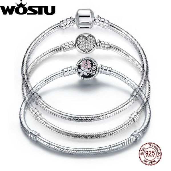 

chain wostu original 3 styles chain bracelet 100% 925 sterling silver bangle fit diy charms bead for women female luxury jewelry gift 230425, Black