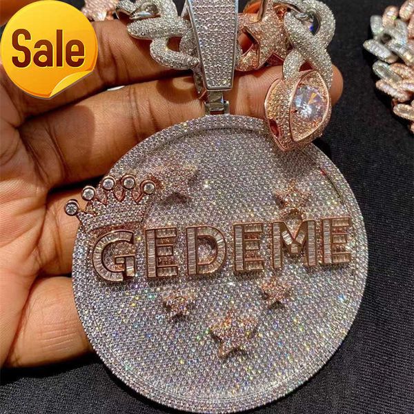 

new fashion bling iced out gold plated full cz custom name letter pendant necklace mens bling jewelry gift, Silver