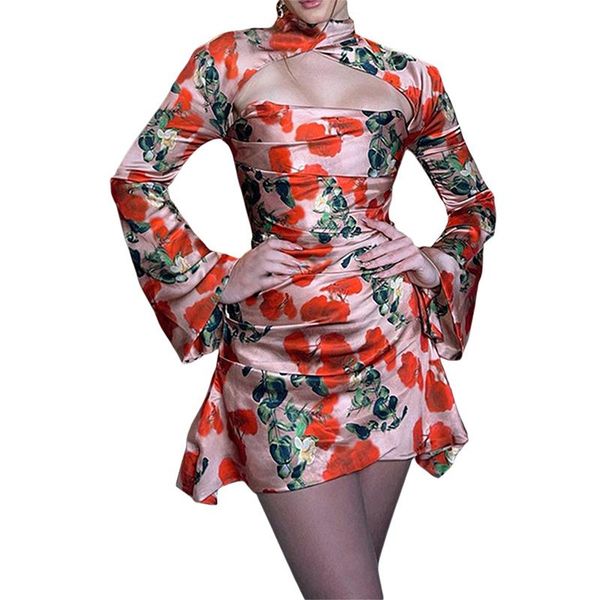 

dresses xingqing y2k women corset dress floral flared sleeve a line dresses ladies hollow out party mini dress spring summer outfit, Black;gray