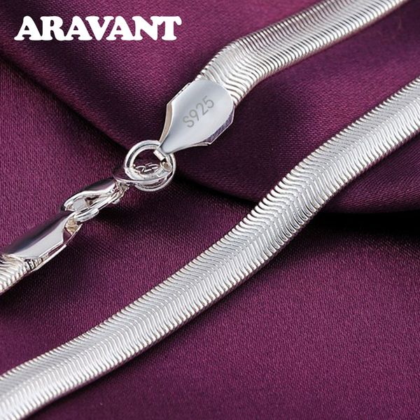 

strands strings 925 sterling silver 1618202224 inch 6mm flat snake chain necklace for men fashion wedding jewelry 230426, Black